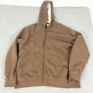 L.L. Bean Hoodie Mens Large Brown Katahdin Iron Works Sherpa Lined Full Zip